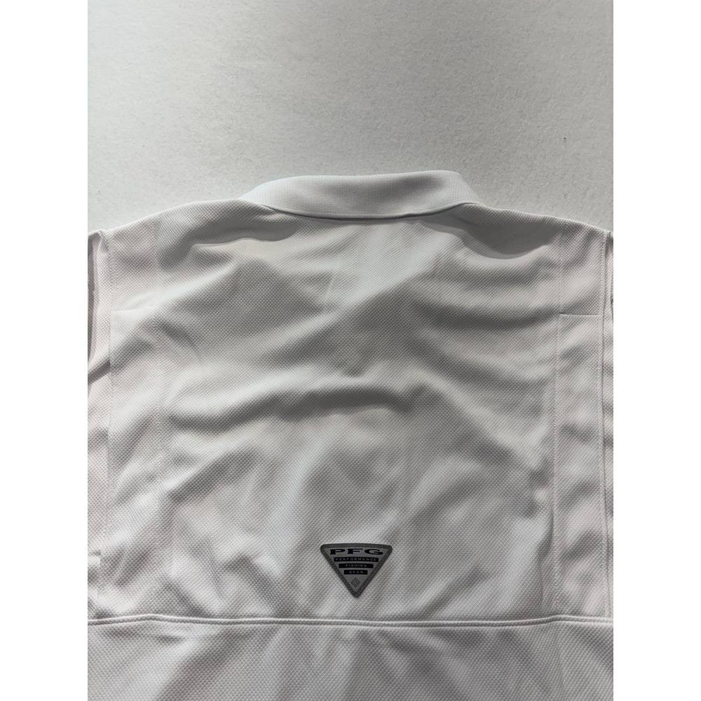 Columbia PFG Omni-Shade Polo Shirt Mens Medium White Fishing UV Protection - Picture 12 of 13
